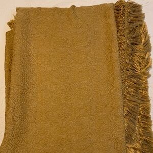 Vintage Mustard Coloured Bedspread with Fringe - FULL/DBL